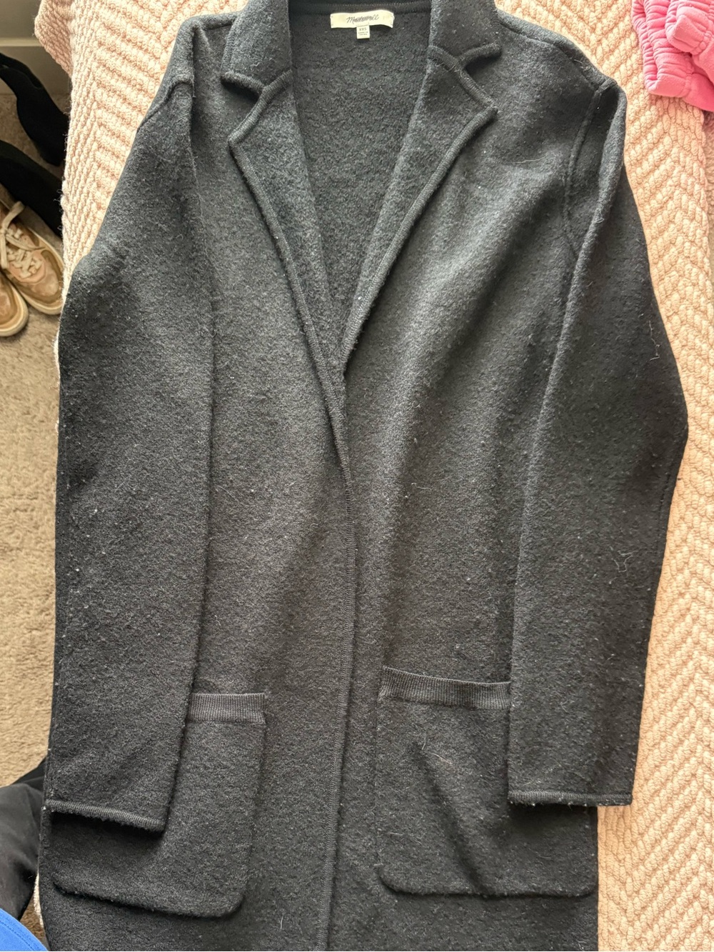 Madewell Black Long Open-Front Trench Coat